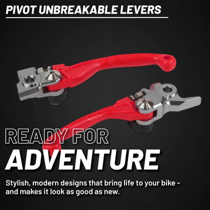 Polisport  Pivot Unbreakable Levers Kit - Fits: Beta RR (2015-2026) Motocross (MX/Enduro) Brake/Clutch Levers, APT Composite, CNC Adapter, OEM Feel, Easy Install, Red
