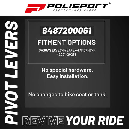 Polisport  Pivot Unbreakable Levers Kit - Fits: GASGAS EC/EC-F/EX/EX-F/MC/MC-F (2021-2025) Motocross (MX/Enduro) Brake/Clutch Levers, CNC Adapter, OEM Feel, Easy Install, Black