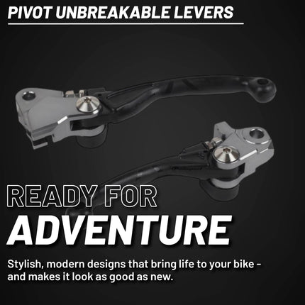 Polisport  Pivot Unbreakable Levers Kit - Fits: GASGAS EC/EC-F/EX/EX-F/MC/MC-F (2021-2025) Motocross (MX/Enduro) Brake/Clutch Levers, CNC Adapter, OEM Feel, Easy Install, Black