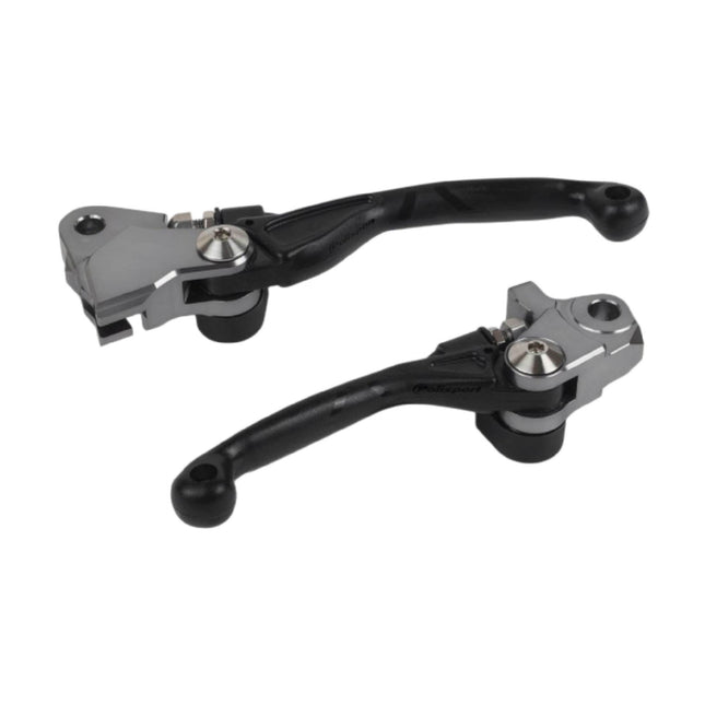 Polisport  Pivot Unbreakable Levers Kit - Fits: Kawasaki KX450/KX450X (2024-2025) Motocross (MX/Enduro) Brake/Clutch Levers, APT Composite, CNC Adapter, OEM Feel, Easy Install, Black