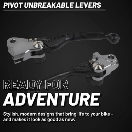 Polisport  Pivot Unbreakable Levers Kit - Fits: Kawasaki KX450/KX450X (2024-2025) Motocross (MX/Enduro) Brake/Clutch Levers, APT Composite, CNC Adapter, OEM Feel, Easy Install, Black