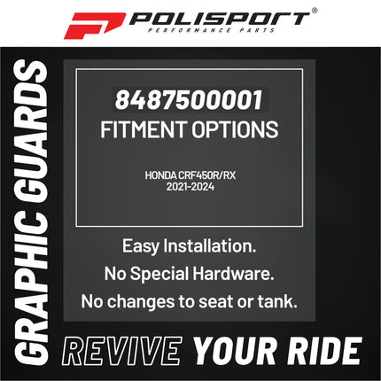 Polisport Graphic Guard for Honda CRF450R/RX (2021-2024) - Injection-Molded Plastic - OEM Fit - Clear Radiator Shroud Protection - Lightweight and Durable