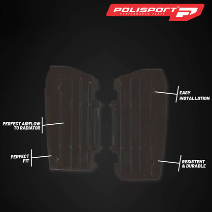 Polisport Radiator Louvers - Black Panels for Yamaha YZ 125/250 (2022-2025) - OEM Fit, Durable Plastic, Enhanced Airflow, Easy Installation