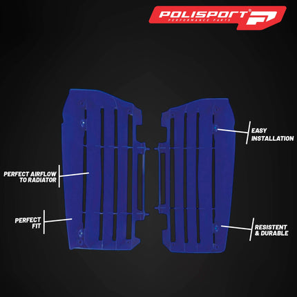 Polisport Radiator Louvers - Blue Panels for Yamaha YZ 125/250 (2022-2024) - OEM Fit, Durable Plastic, Enhanced Airflow, Easy Installation
