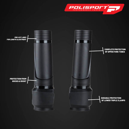 Polisport Lower Triple Clamp Guard - Durable Plastic Protection for Dirt Bike Forks, Universal Fit with Pre-Cut Lines, Foam Strips to Prevent Scratches, Easy Install in Under 1 Minute - Black