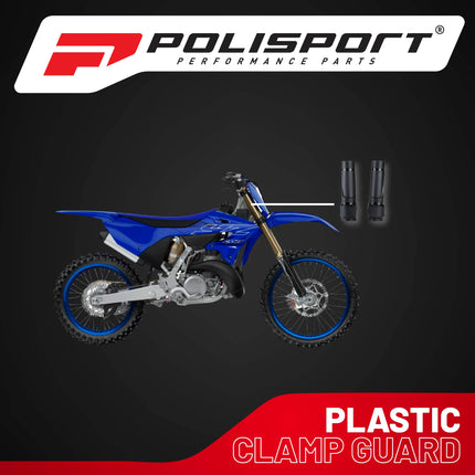 Polisport Lower Triple Clamp Guard - Durable Plastic Protection for Dirt Bike Forks, Universal Fit with Pre-Cut Lines, Foam Strips to Prevent Scratches, Easy Install in Under 1 Minute - Black