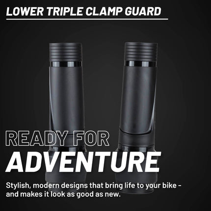 Polisport Lower Triple Clamp Guard - Durable Plastic Protection for Dirt Bike Forks, Universal Fit with Pre-Cut Lines, Foam Strips to Prevent Scratches, Easy Install in Under 1 Minute - Black