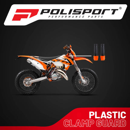 Polisport Lower Triple Clamp Guard - Durable Plastic Protection for Dirt Bike Forks, Universal Fit with Pre-Cut Lines, Foam Strips to Prevent Scratches, Easy Install-Under 1 Minute - Black/Orange