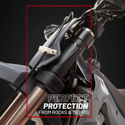 Polisport Lower Triple Clamp Guard - Durable Plastic Protection for Dirt Bike Forks, Universal Fit with Pre-Cut Lines, Foam Strips to Prevent Scratches, Easy Install-Under 1 Minute - Black/Red