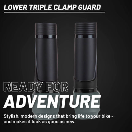 Polisport Lower Triple Clamp Guard - Durable Plastic Protection for Dirt Bike Forks, Universal Fit with Pre-Cut Lines, Foam Strips to Prevent Scratches, Easy Install-Under 1 Minute - Black/Nardo Grey