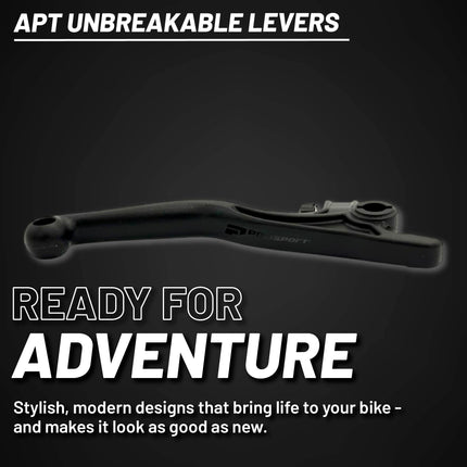 Polisport  APT Unbreakable Brake Lever - Fits: Husqvarna TX/FX (2022-2025), OEM Shape, APT Composite, Stainless Strip, CNC Adapter, Bendable Design, Easy Install, Black