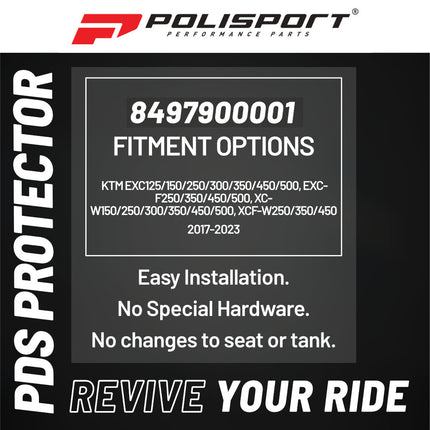 Polisport Motocross Motorcycles (MX) PDS Protector for KTM EXC125/150/250/300/350/450/500, EXC-F250/350/450/500, XC-W150/250/300/350/450/500, XCF-W250/350/450 (2017-2023) Dirt Bikes - Black