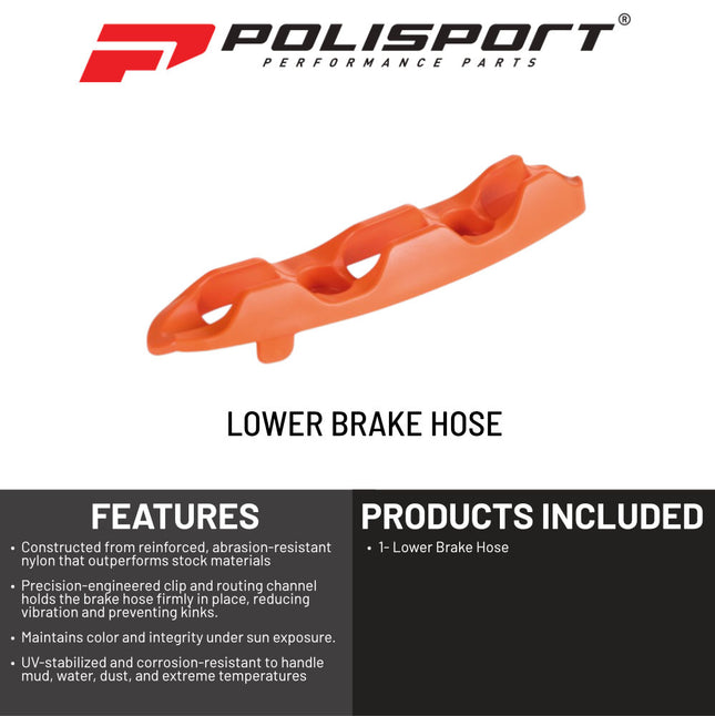 Polisport Motocross Motorcycles (MX) Lower Brake Hose Guide for KTM EXC125/150/250/300/350/450/500, EXC-F250/350/450/500, XC-W150/250/300/350/450/500, XCF-W250/350/450 (2008-2023) Dirt Bikes - Orange