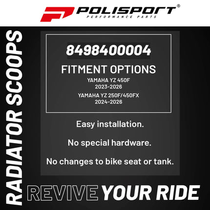 Polisport Radiator Scoops - Blue Panels for Yamaha YZ 450F (2023-2026) Yamaha YZ 250F/450FX (2024-2026) - OEM Fit, Glossy Finish, Lightweight & Impact-Resistant, Easy Installation