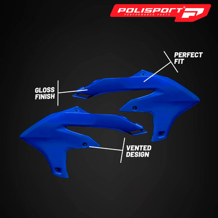 Polisport Radiator Scoops - Blue Panels for Yamaha YZ 450F (2023-2026) Yamaha YZ 250F/450FX (2024-2026) - OEM Fit, Glossy Finish, Lightweight & Impact-Resistant, Easy Installation