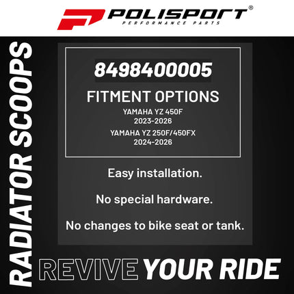 Polisport Radiator Scoops - White Panels for Yamaha YZ 450F (2023-2026) Yamaha YZ 250F/450FX (2024-2026) - OEM Fit, Glossy Finish, Lightweight & Impact-Resistant, Easy Installation