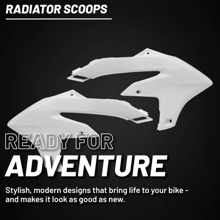 Polisport Radiator Scoops - White Panels for Yamaha YZ 450F (2023-2026) Yamaha YZ 250F/450FX (2024-2026) - OEM Fit, Glossy Finish, Lightweight & Impact-Resistant, Easy Installation