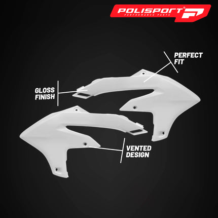 Polisport Radiator Scoops - White Panels for Yamaha YZ 450F (2023-2026) Yamaha YZ 250F/450FX (2024-2026) - OEM Fit, Glossy Finish, Lightweight & Impact-Resistant, Easy Installation