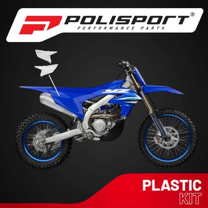 Polisport Motocross (MX) Replica Plastics Side Panels for Yamaha YZ 450F (2023-25), YZ 250F/450FX (2024-25) Dirt Bike - OEM Quality, Durable, Flexible & Perfect Fit - White
