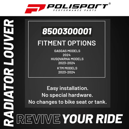 Polisport Radiator Louvers - Black Panels for GasGas (2024) Husqvarna (2023-2024) KTM (2023-2024) - OEM Fit, Durable Plastic, Enhanced Airflow, Easy Installation