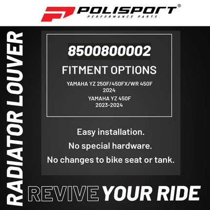 Polisport Radiator Louvers - Blue Panels for Yamaha YZ 250F/450FX/WR 450F (2024) Yamaha YZ 450F (2023-2024) - OEM Fit, Durable Plastic, Enhanced Airflow, Easy Installation