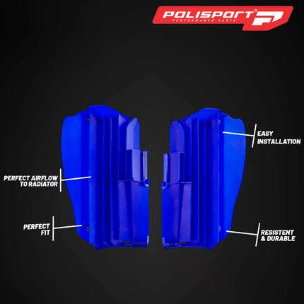 Polisport Radiator Louvers - Blue Panels for Yamaha YZ 250F/450FX/WR 450F (2024) Yamaha YZ 450F (2023-2024) - OEM Fit, Durable Plastic, Enhanced Airflow, Easy Installation