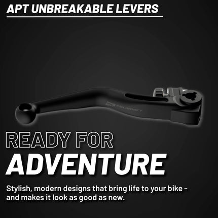 Polisport  APT Unbreakable Brake Lever - Fits: GASGAS EC/EC-F (2021-2023) Husqvarna TE/FE (2022-2024), OEM Shape, APT Composite, Stainless Strip, CNC Adapter, Bendable Design, Easy Install, Black