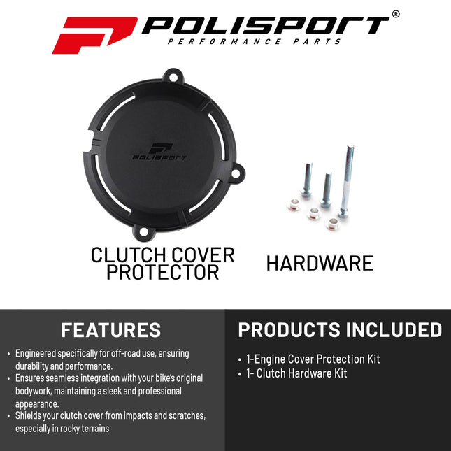 Polisport Clutch Cover Protector Kit (Black) - Compatible with  Sherco SEF 250/300 (2024-2026)