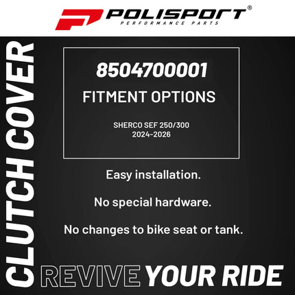 Polisport Clutch Cover Protector Kit (Black) - Compatible with  Sherco SEF 250/300 (2024-2026)