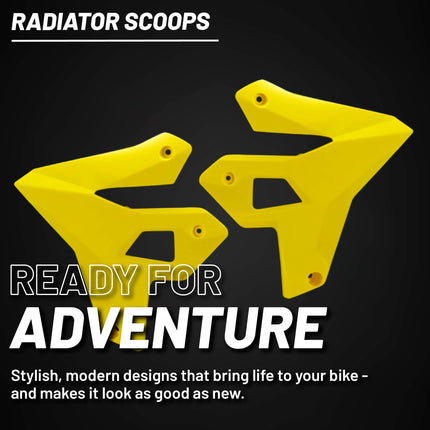 Polisport Radiator Scoops - Yellow Panels for Suzuki DR-Z400 (2000-2024) - OEM Fit, Glossy Finish, Lightweight & Impact-Resistant, Easy Installation