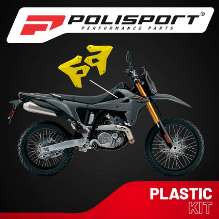 Polisport Radiator Scoops - Yellow Panels for Suzuki DR-Z400 (2000-2024) - OEM Fit, Glossy Finish, Lightweight & Impact-Resistant, Easy Installation