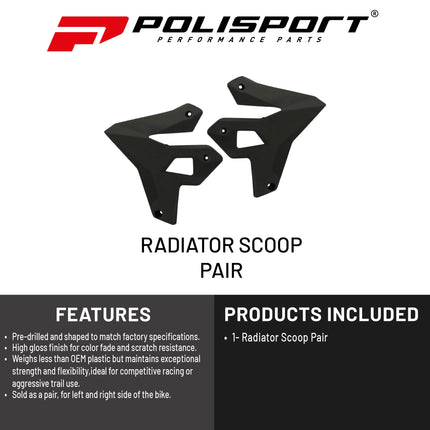 Polisport Radiator Scoops - Black Panels for Suzuki DR-Z400 (2000-2024) - OEM Fit, Glossy Finish, Lightweight & Impact-Resistant, Easy Installation