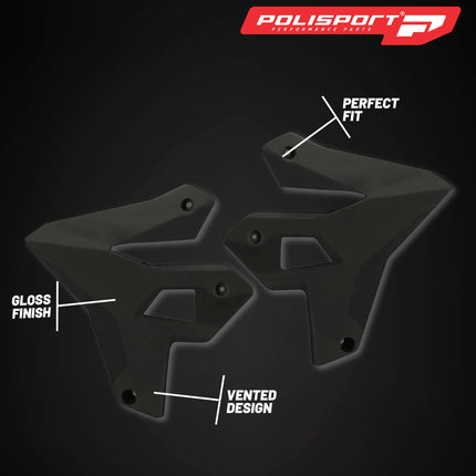 Polisport Radiator Scoops - Black Panels for Suzuki DR-Z400 (2000-2024) - OEM Fit, Glossy Finish, Lightweight & Impact-Resistant, Easy Installation