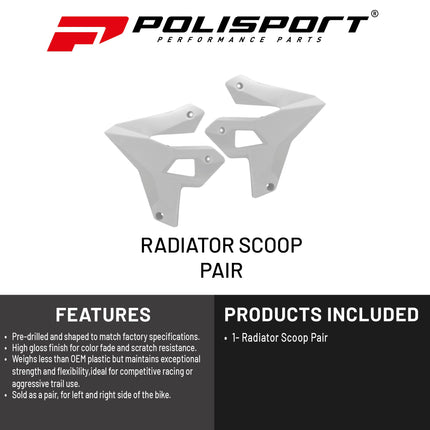 Polisport Radiator Scoops - White Panels for Suzuki DR-Z400 (2000-2024) - OEM Fit, Glossy Finish, Lightweight & Impact-Resistant, Easy Installation