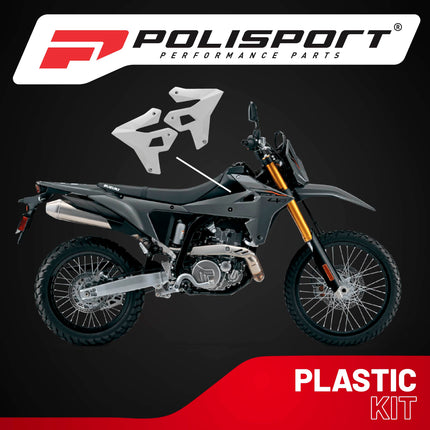 Polisport Radiator Scoops - White Panels for Suzuki DR-Z400 (2000-2024) - OEM Fit, Glossy Finish, Lightweight & Impact-Resistant, Easy Installation