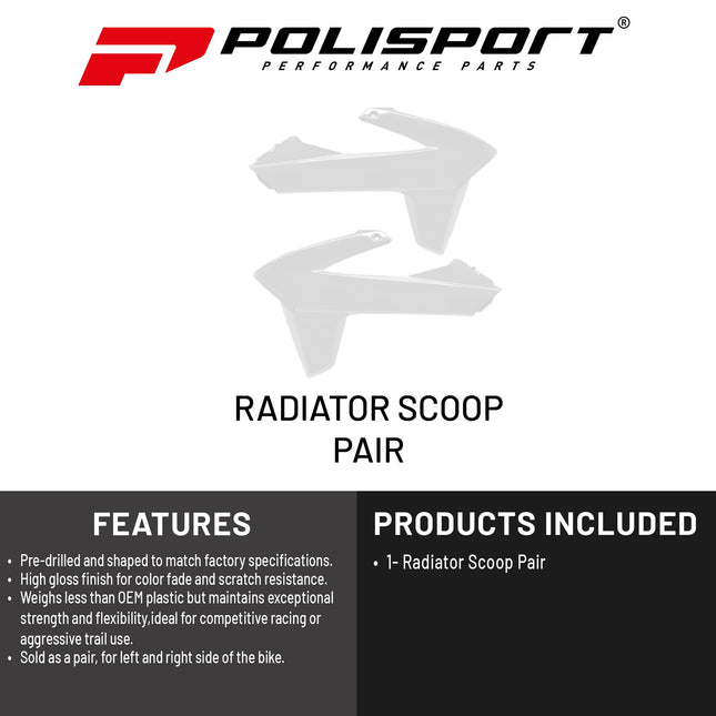 Polisport Radiator Scoops - White Panels for Sherco SE/SEF (2025) - OEM Fit, Glossy Finish, Lightweight & Impact-Resistant, Easy Installation