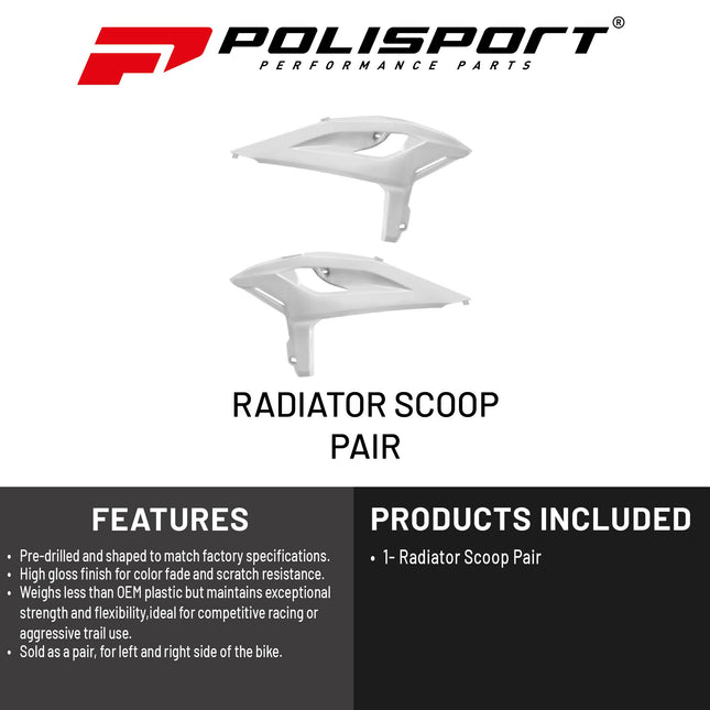 Polisport Radiator Scoops - White  Panels for Beta RR X-PRO/RACE (2025-2026) - OEM Fit, Glossy Finish, Lightweight & Impact-Resistant, Easy Installation