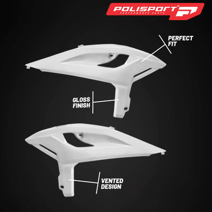 Polisport Radiator Scoops - White  Panels for Beta RR X-PRO/RACE (2025-2026) - OEM Fit, Glossy Finish, Lightweight & Impact-Resistant, Easy Installation