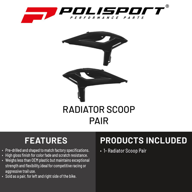 Polisport Radiator Scoops - Black  Panels for Beta RR X-PRO/RACE (2025-2026) - OEM Fit, Glossy Finish, Lightweight & Impact-Resistant, Easy Installation