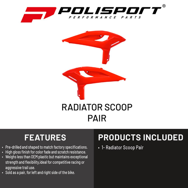 Polisport Radiator Scoops - Red Panels for Beta RR X-PRO/RACE (2025-2026) - OEM Fit, Glossy Finish, Lightweight & Impact-Resistant, Easy Installation