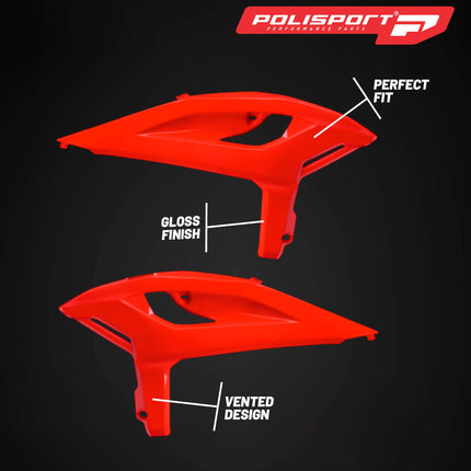 Polisport Radiator Scoops - Red Panels for Beta RR X-PRO/RACE (2025-2026) - OEM Fit, Glossy Finish, Lightweight & Impact-Resistant, Easy Installation