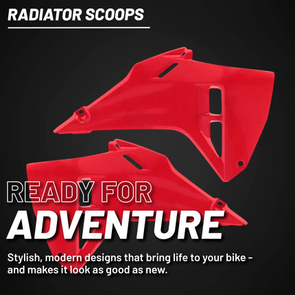 Polisport Radiator Scoops - Red Panels for Honda CRF 250R (2025) Honda CRF 450R (2025) - OEM Fit, Glossy Finish, Lightweight & Impact-Resistant, Easy Installation