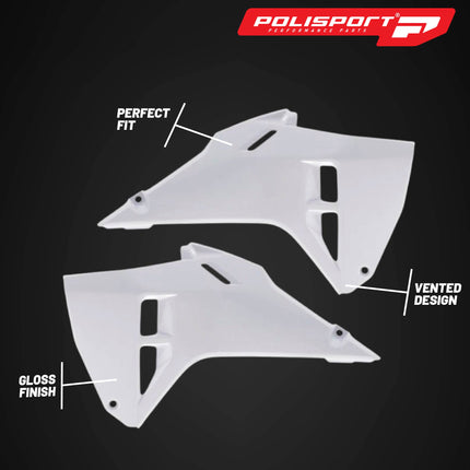 Polisport Radiator Scoops - White Panels for Honda CRF 250R (2025) Honda CRF 450R (2025) - OEM Fit, Glossy Finish, Lightweight & Impact-Resistant, Easy Installation