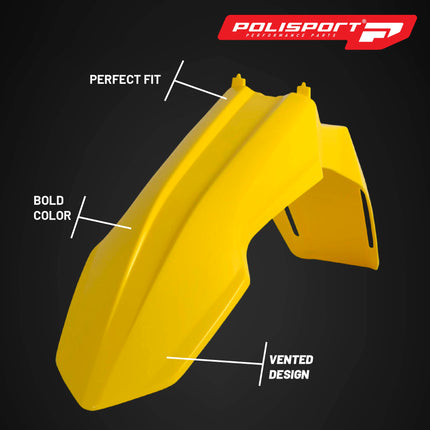 Polisport Motocross (MX) Front Fender for Suzuki RMZ 250 & RMZ 450 (2008-2017) Dirt Bike - OEM Quality, Durable, Flexible & Perfect Fit - Yellow