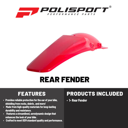 Polisport Motocross (MX) Rear Fender for Honda CR 125R/ CR 250R (2000-01) Dirt Bike – OEM Quality, Durable, Flexible & Perfect Fit – Red