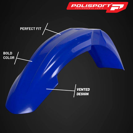 Polisport Motocross (MX) Front Fender for Yamaha YZ 125/250/450F/WR 250F/WR 450F(2006-14) Dirt Bike - OEM Quality, Durable, Flexible & Perfect Fit - Blue