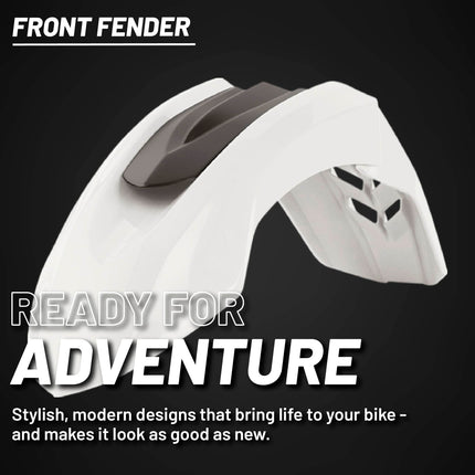 Polisport Supermoto (SM) Motocross (MX) UFX Front Fender - Universal Fit for all Full Size Dirt Bikes - White