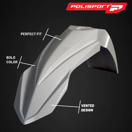 Polisport Motocross (MX) Front Fender for Yamaha YZ 125/250 YZ 125X/250X YZ 250F YZ 450F YZ 450FX YZ 250FX WR 250F/450F(2012-2023) Dirt Bike - OEM Quality, Durable, Flexible & Perfect Fit - Wh/Blk