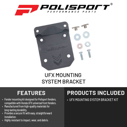 Polisport Motocross (MX) FreeFlow Universal Fender with UFX Mounting System Bracket - Universal Fit for all Full Size Honda Dirt Bikes (2009-25)
