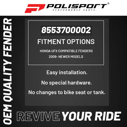 Polisport Motocross (MX) FreeFlow Universal Fender with UFX Mounting System Bracket - Universal Fit for all Full Size Honda Dirt Bikes (2009-25)